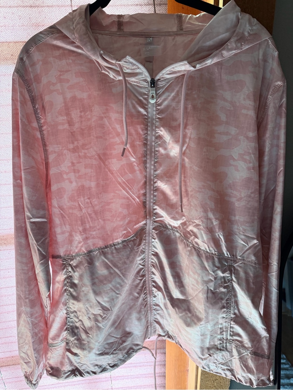 Women's Light Pink Hooded Utility Jacket with Zip